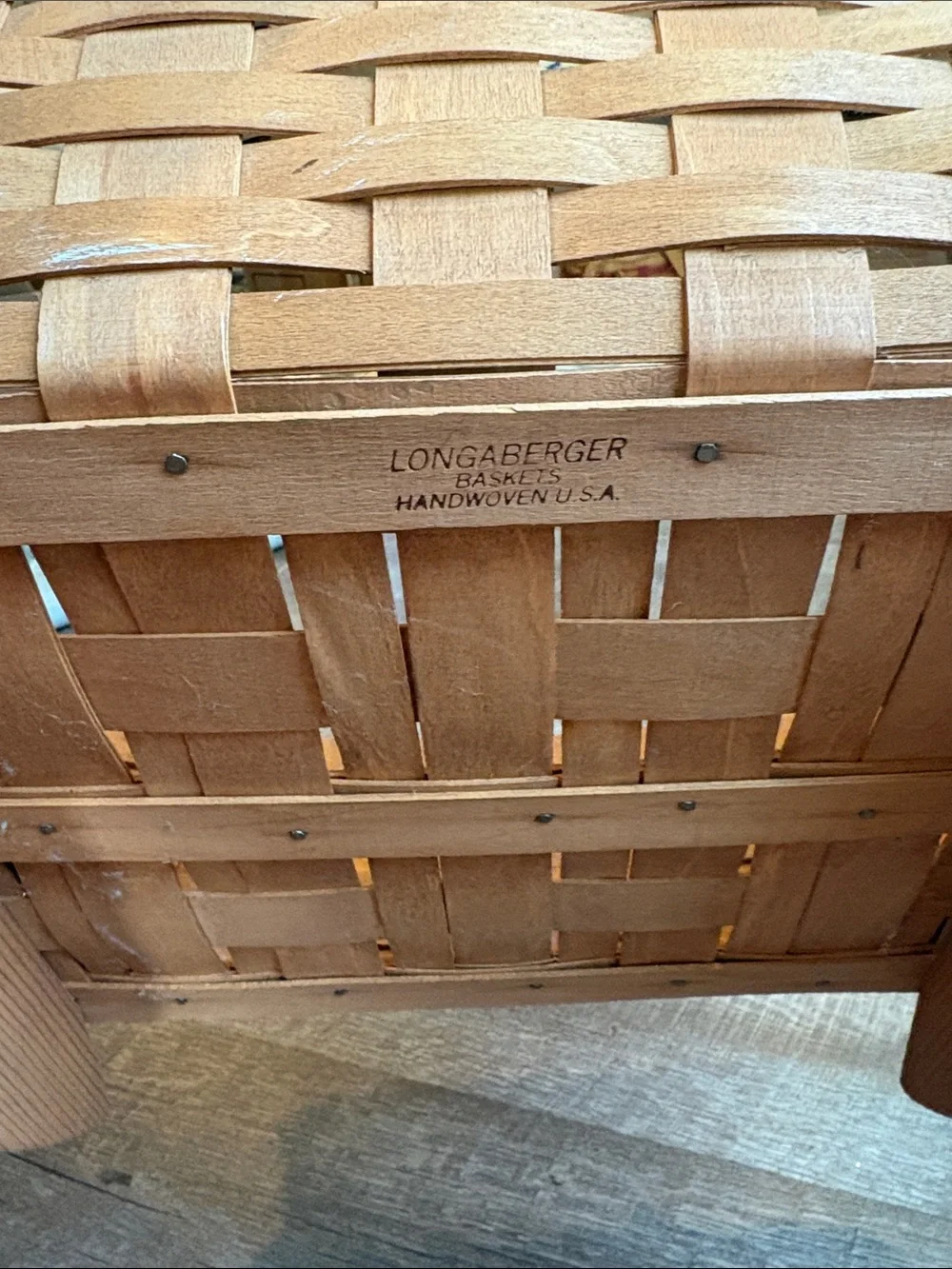 Longaberger Rocking Cradle Basket Brown Woven Handles 9”H